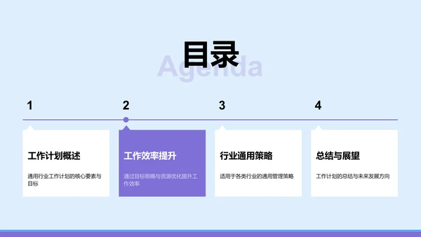 蓝色简约风通用行业工作计划PPT模板