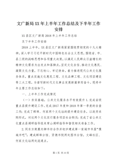 文广新局XX年上半年工作总结及下半年工作安排.docx