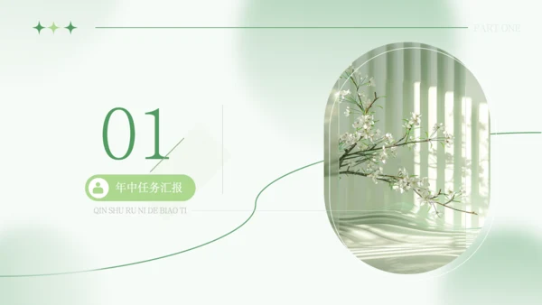 绿色清新风年中工作总结PPT模板