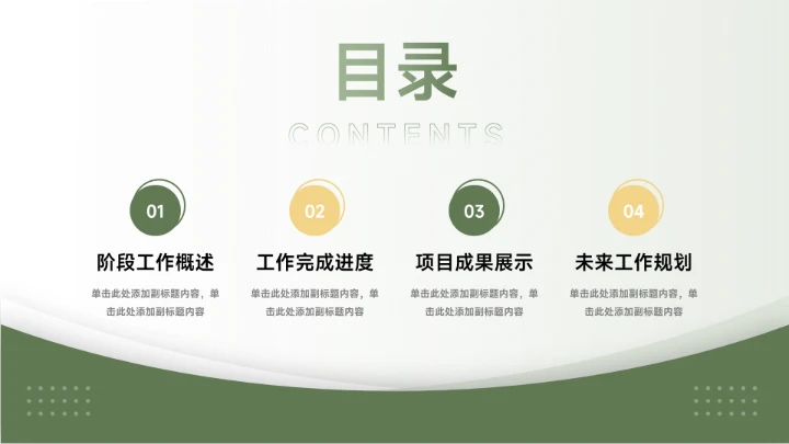 绿色清新简约风工作总结汇报PPT模板