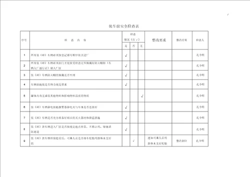 装车前后安全检查记录材料