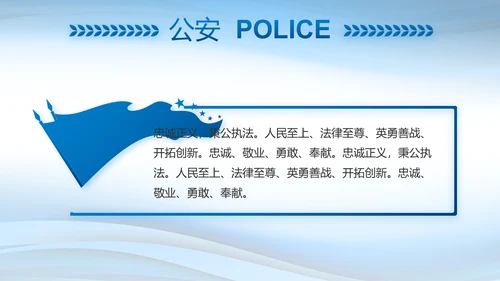 蓝色大气警察述职报告动态PPT模板