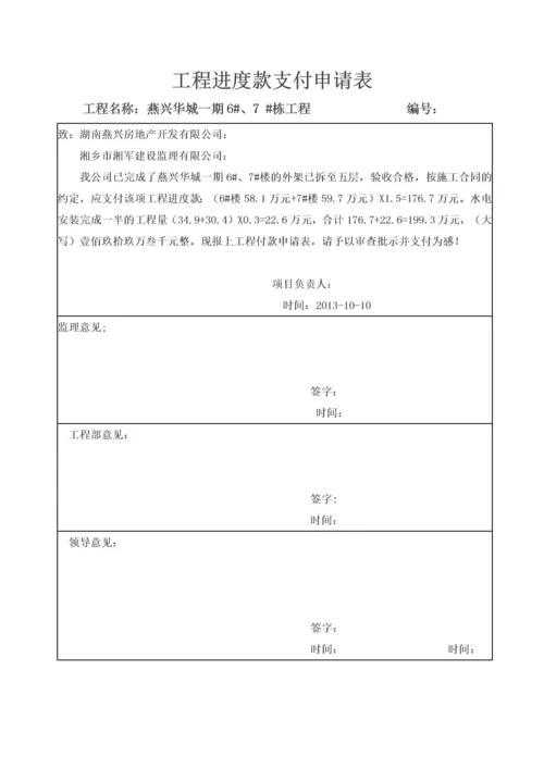 工程进度款支付申请表.docx