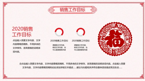2021年牛年剪纸喜庆中国风年工作总结述职报告年终总结PPT