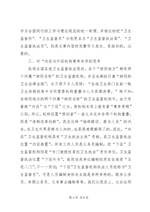 当前卫生监督执法体制调研报告.docx