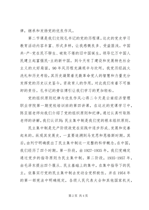 党的组织原则纪律与优良作风心得.docx