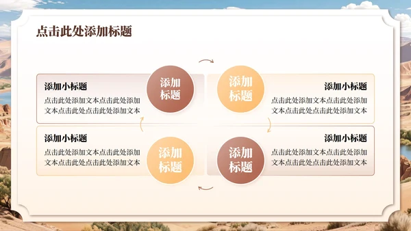 棕色敦煌实景文化研学旅游路线规划PPT模板