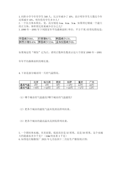 沪教版小学六年级下册数学期末综合素养测试卷附答案（完整版）.docx