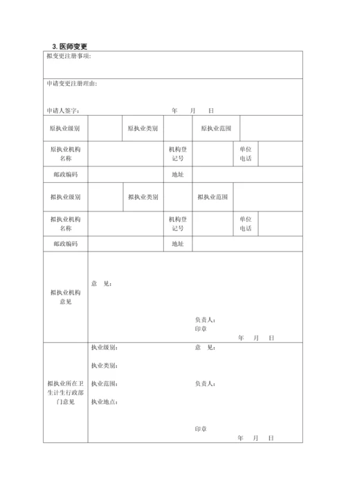 2023年执业医师注册变更申请表.docx