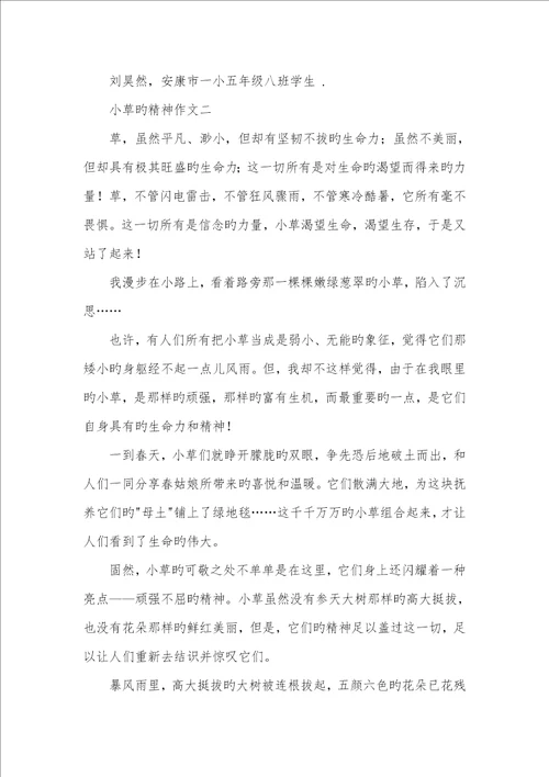 2022年小草的精神作文以小草精神为专题作文