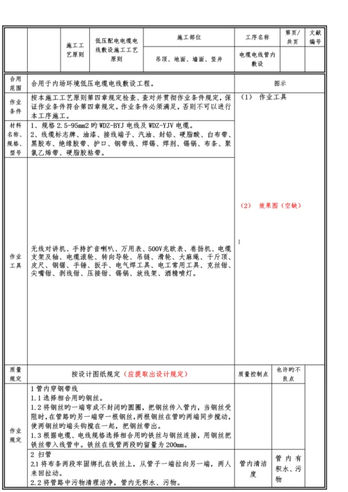 低压配电电缆电线敷设施工工艺标准.docx