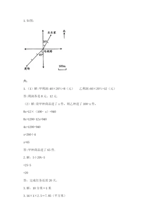 小学六年级数学期末自测题含完整答案【名校卷】.docx