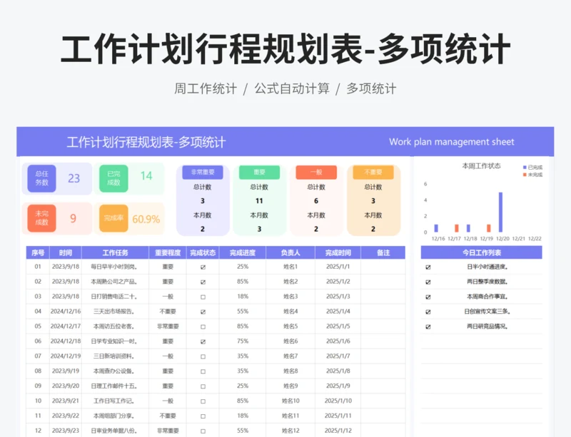 工作计划行程规划表