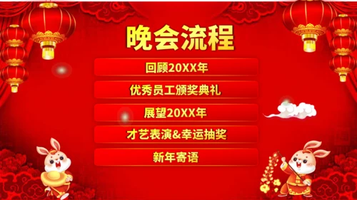 兔年大吉企业年会颁奖典礼新春联欢会通用PPT模板