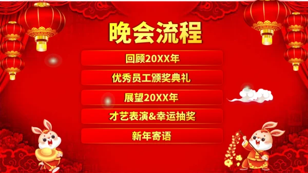 兔年大吉企业年会颁奖典礼新春联欢会通用PPT模板