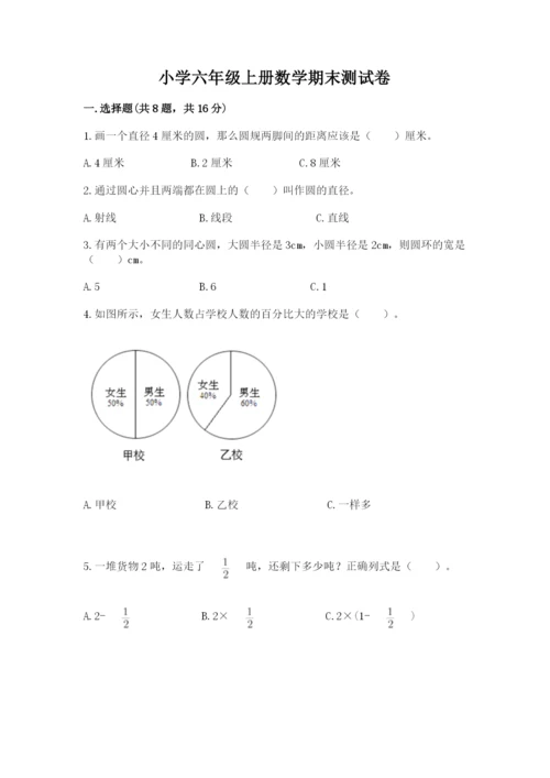 小学六年级上册数学期末测试卷带答案（轻巧夺冠）.docx