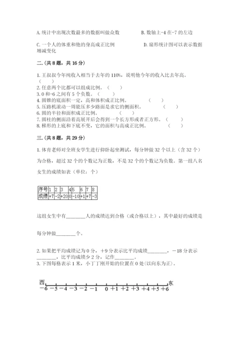 人教版六年级数学下学期期末测试题含答案【b卷】.docx