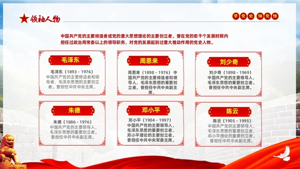 红色大气绸缎实拍党建党史人物介绍PPT