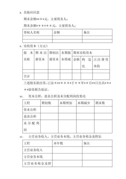 年度财务报表附注