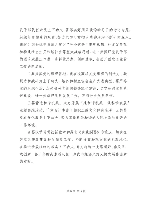 市安监局党务工作小结提纲.docx