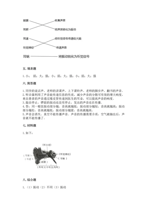 教科版科学四年级上册第一单元声音测试卷带答案（考试直接用）.docx