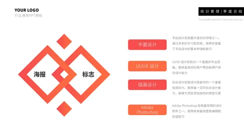 红橙简约个人简历通用PPT模板