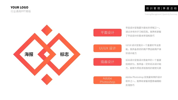 红橙简约个人简历通用PPT模板