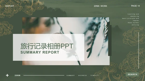 绿色复古风旅行记录相册PPT模板