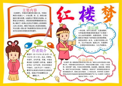 红楼梦小报读书阅读手抄报读书四大名著电子小报