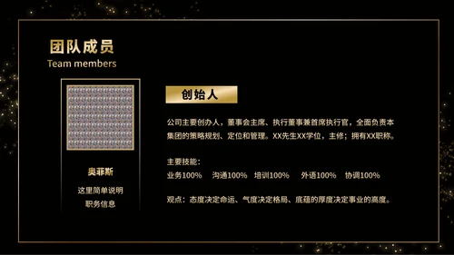 黑金商务企业团队成员介绍PPT模板
