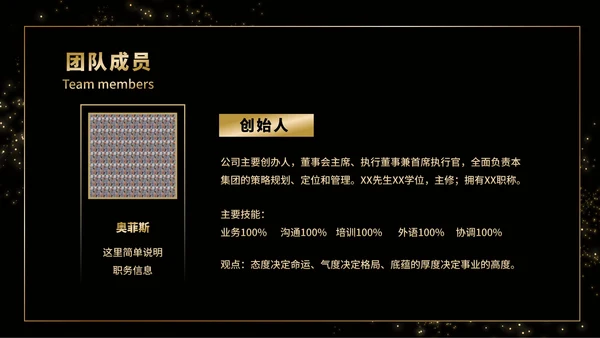 黑金商务企业团队成员介绍PPT模板