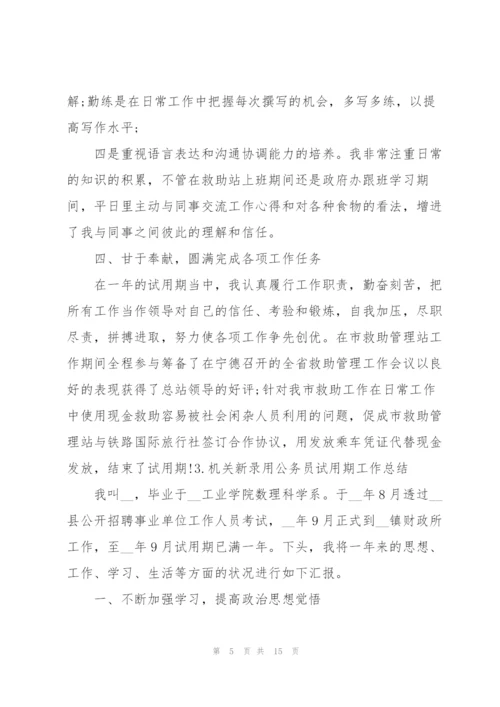 机关新录用公务员试用期工作总结5篇.docx