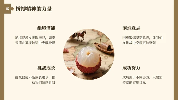 棕黄色长安的荔枝读书笔记分享PPT模板