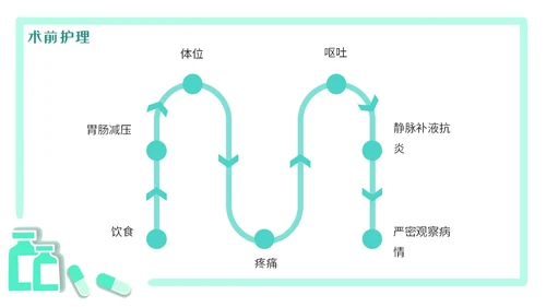 绿色简约医疗肠梗阻疑难病例讨论清新插画风内容型PPT
