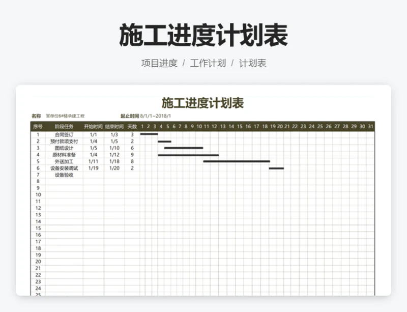 施工进度计划表