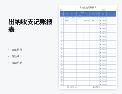 出纳收支记账报表