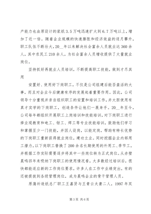 企业做好再就业工作经验体会范文.docx