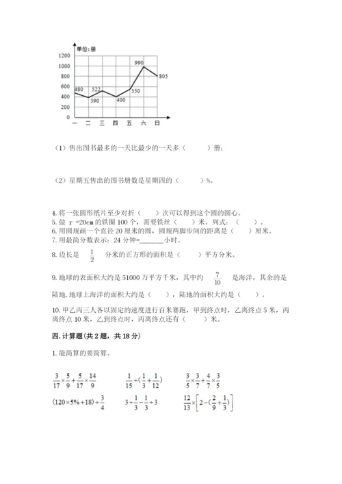 2022六年级上册数学期末测试卷附参考答案【突破训练】.docx