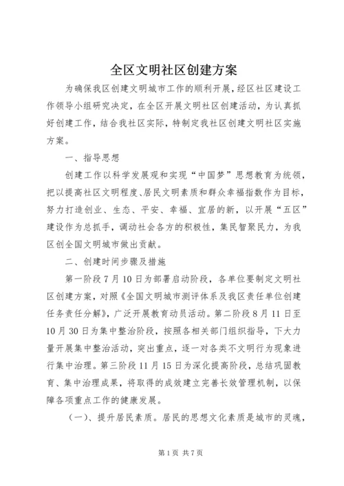 全区文明社区创建方案.docx