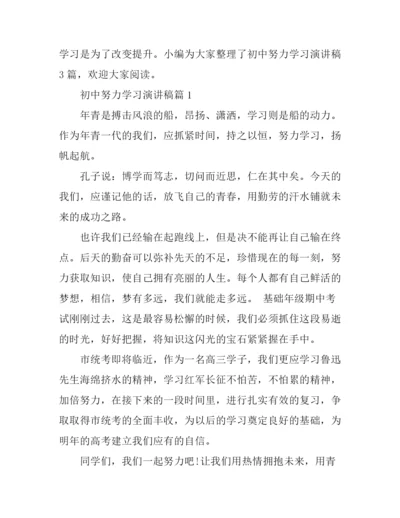 初中努力学习演讲稿3篇.docx