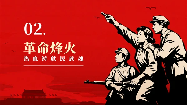 红色党政插画风党史教育党课PPT模板