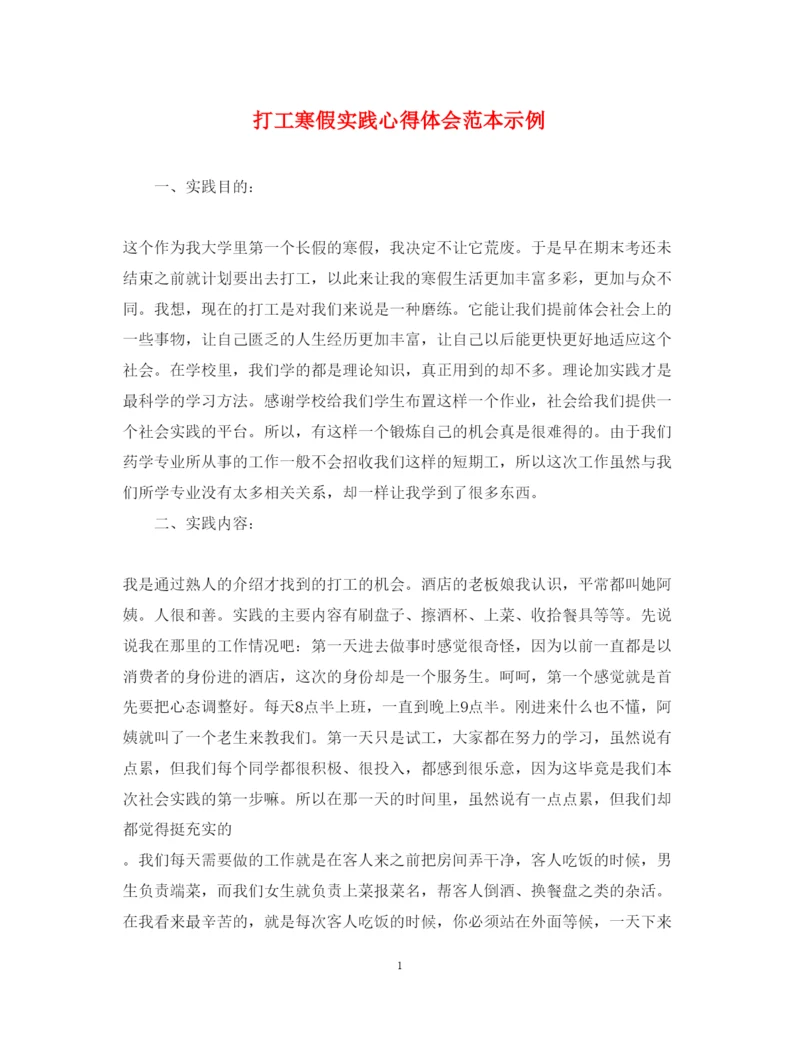 精编打工寒假实践心得体会范本示例.docx