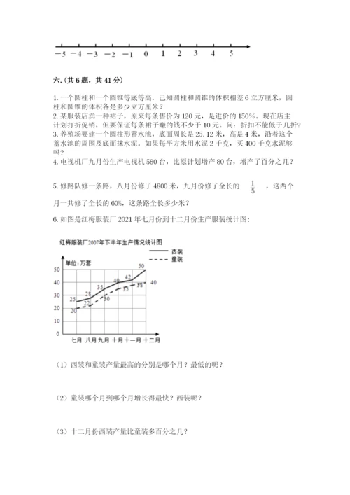 沪教版六年级数学下学期期末测试题带答案（考试直接用）.docx