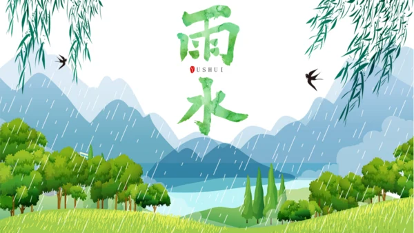 雨水节气介绍春雨通用PPT模板