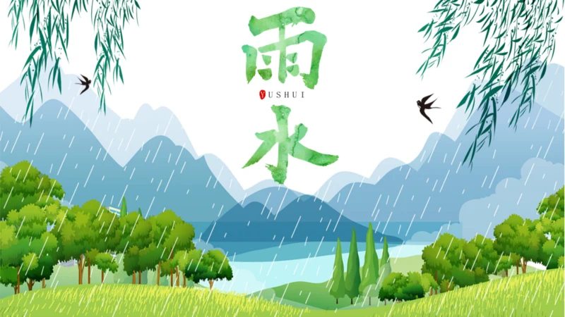 雨水节气介绍春雨通用PPT模板