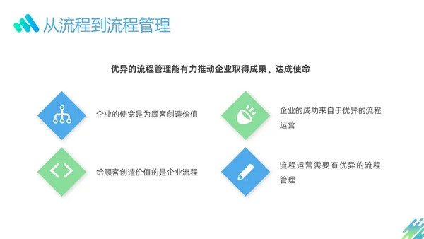 蓝色绿色渐变形状企业流程管理培训PPT课件其他管理