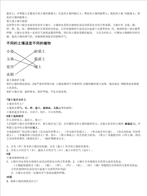 青岛版四年级下册科学各单元学习重点、习题、科学实验汇总