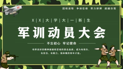 迷彩风军训动员大会通用PPT模板