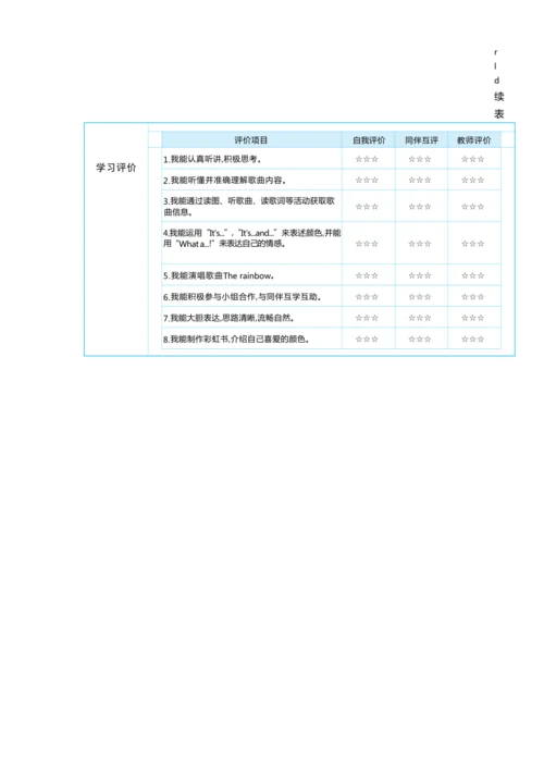 Unit 2  Colourful world单元整体教学设计 5课时