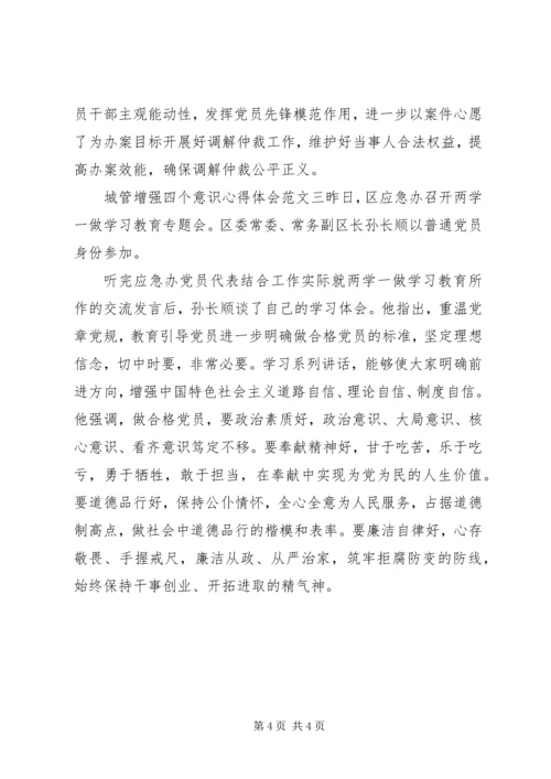 城管增强四个意识心得体会 (2).docx